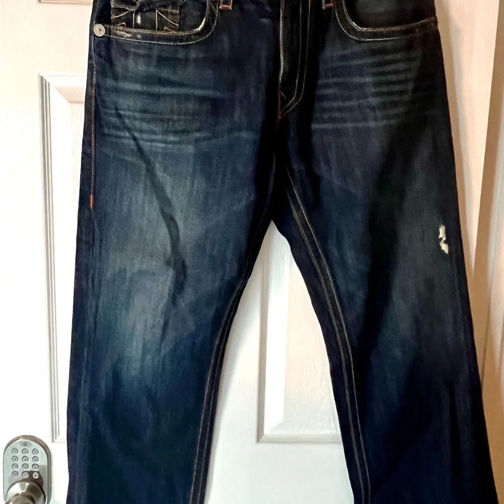 True Religion Men’s Dark Blue Denim with Contrast Stitching